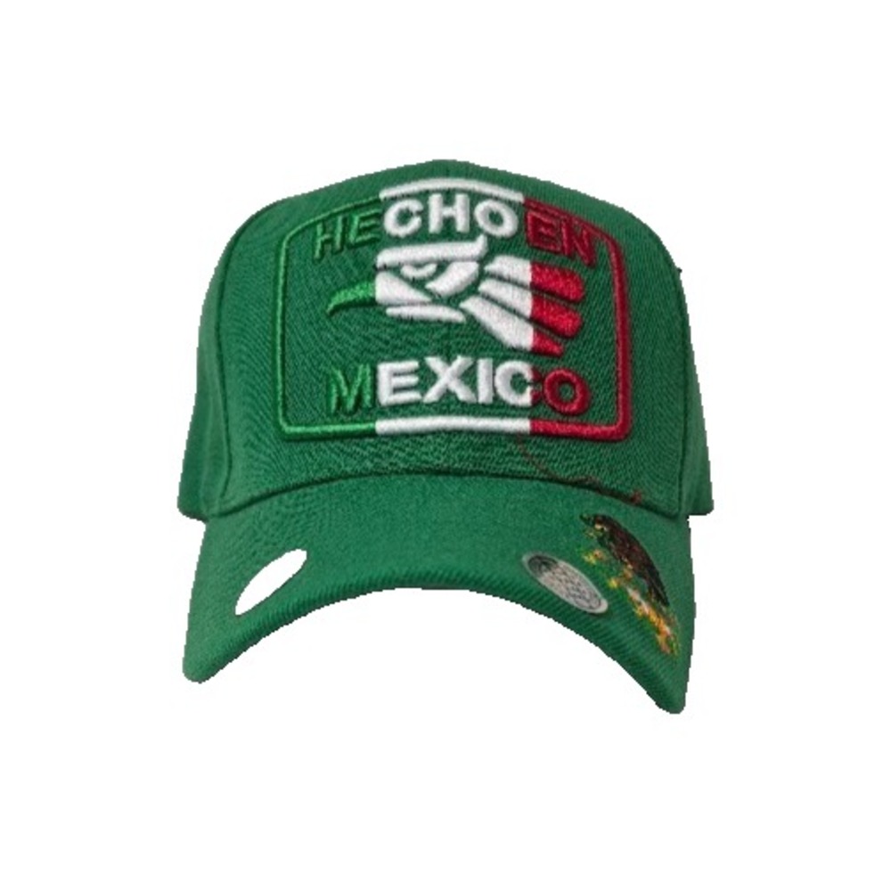 HECHO EN MEXICO BASEBALL CAP HAT GREEN ADJUSTABLE CURVED BILL EAGLE EBROIDED